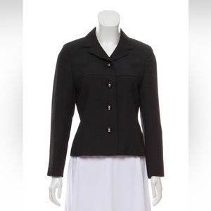 Courreges Paris Navy Blue Textured Tailored Blazer Jacket